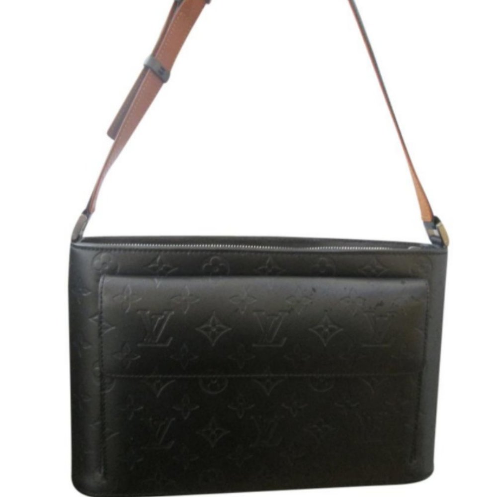 Louis Vuitton Allston Monogram Black Mat Leather Shoulder Bag